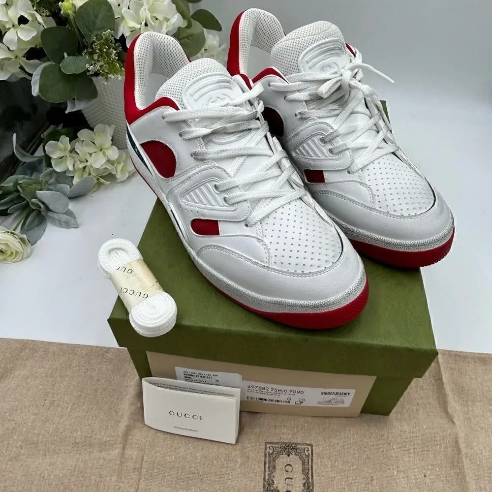 Men’s Gucci leather basket sneakers size 10 made in Italy